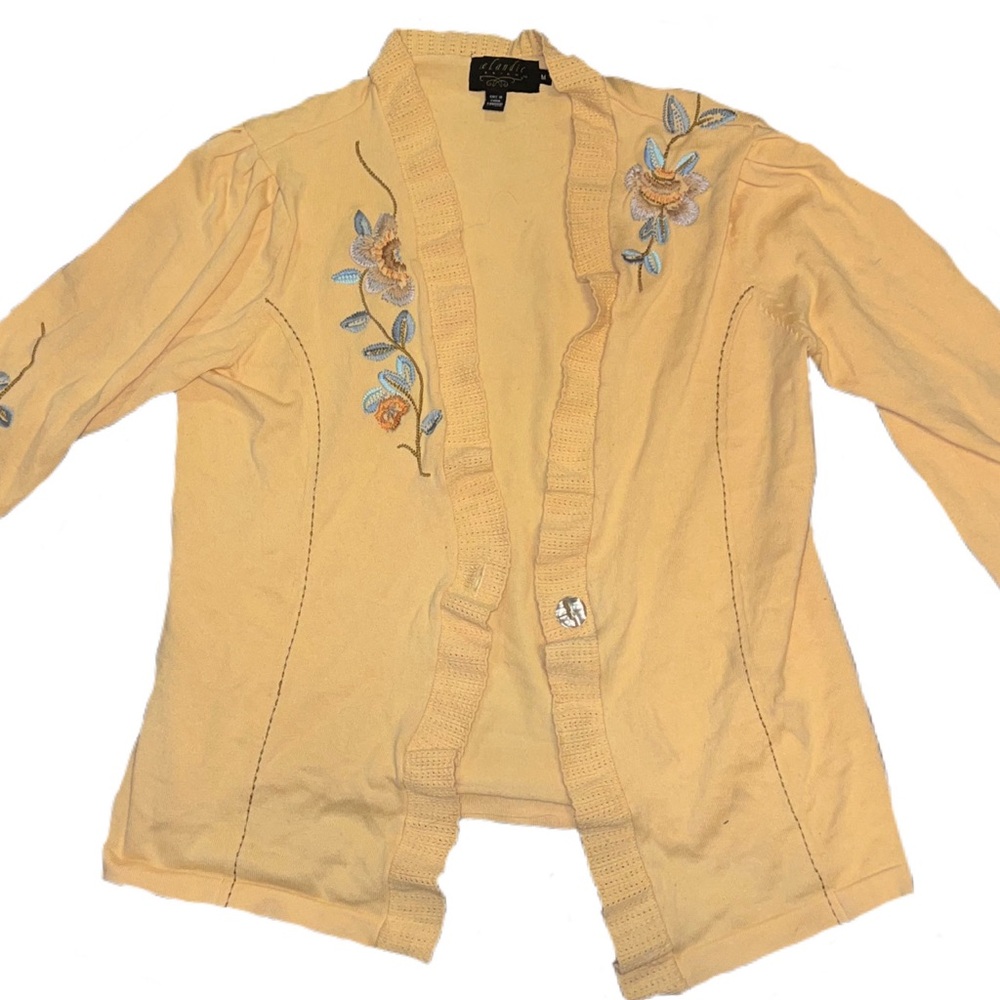 Vintage yellow embroidered cardigan